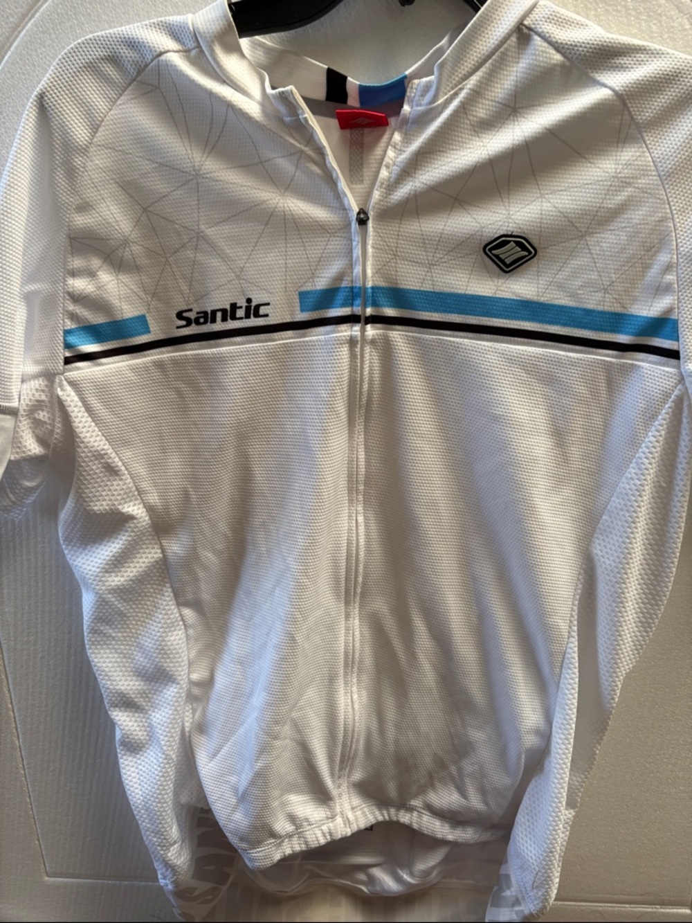 Santic Men's White Cycling Jersey with Blue Accent